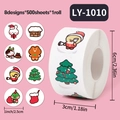 Christmas cartoon sticker roll with 8 designs including reindeer and penguin - LY-1010 (Q Version Christmas)