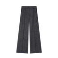 Dunkelgraue Fischgrätenhose mit weitem Bein und dicker Tweed-Textur auf weißem Grund - XS / Herringbone Weites Bein Hose