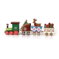 Classic wooden Christmas train with green engine and colorful festive carriages - Multicolored Green