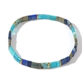 Bracelet en perles Tila bleu et vert avec séparateurs dorés et fil élastique - Bleu Foncé Clair Turquoise Or