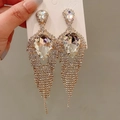 Luxurious gold chandelier earrings with sparkling rhinestones and pear-cut crystals - Gold Rhinestone Chandelier Statement (9#)