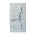 Light blue faux leather purse with butterfly flap detail and elegant bow fastener - Blue Butterfly Pouch