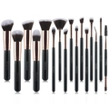 Professionele 15-delige make-up borstelset met zwarte handvaten en roségouden hulzen - 16-delige Zwart Goud Set