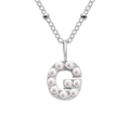 Elegant silver-tone necklace with a pearl-studded G letter pendant - G-Steel Color