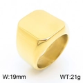 Polished gold square signet ring for men in stainless steel with 19mm wide band - Large Square Gold(KR103679-KFC)