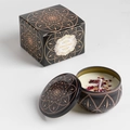 Scented soy candle in a black metal tin with gold mandala pattern and dried flowers - Extra Small Bubble Wrap 5.5 X 3.6 Cm. / White Musk