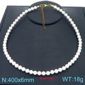 French vintage style shell pearl necklace with golden clasp, size 400x6mm, weight 18g - Shell Pearl With Gold Metal Clasp Style (KN288916-Z)
