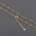 Minimalist 18k gold plated ball chain necklace with lobster clasp and crystal pendant - Gold Fashion Bead Chain