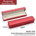 Boîte collier en cuir PU bordeaux 24x5,5x3,8cm de rangement au fini mat - Boîte à collier / Bordeaux