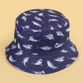 Chapeau bob bleu marine avec imprimé requin cartoon et coutures de bord renforcées - M (56-58cm) / Bleu marine