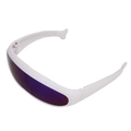 White wrap-around pet sunglasses with purple tinted lenses for stylish cats and dogs - One-piece Red Reflective