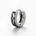 Detail view of steel huggie earring showing precise dimensions of 1.1cm height and width - Minimalist Geometric Style (S110)