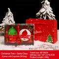 Set regalo asciugamani natalizi con ricamo Babbo Natale in scatola con finestra e borsa - Set da 2 pezzi (Albero + Babbo Natale)