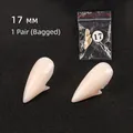 Realistic 17mm vampire fangs for Halloween costumes made of ivory white resin in a pair pack - 17mm Pair Bagged