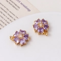 Macro shot of purple cubic zirconia cherry blossom pendants with gold plated clasps - 03# Light Purple Single-Row Clasp