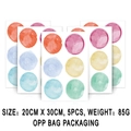 Set di 5 adesivi murali in PVC con acquerello colorato per camera dei bambini - Pois Colorati Artistici (Stile F) / 20x30cm (5 Pezzi/Confezione)