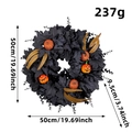 Ghirlanda di Halloween con foglie di acero nere e zucche arancioni, diametro 50 cm - Ghirlanda di Zucche con Foglie di Acero Nere di Halloween