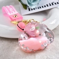 Cute pink liquid quicksand cloud keychain with lamb, peach and silicone wristband - Lamb Peach Cloud