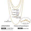 Tableau des tailles détaillé pour colliers multi-rangs étanches en acier doré 18K - Or (JDN2410033)