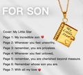 Gold book locket necklace in stainless steel with engraved message to my son - 18 Gold Son Style Necklace