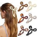 Gradient bow hair claw clips in cream, amber, and tortoiseshell finishes for women - Set 2