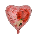 18-inch heart-shaped foil balloon with I Love You print and rose graphic design - Valentine's Heart Design 10