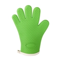 Green silicone heat resistant oven mitt with heart-shaped grip texture and fabric cuff - 105g Version / Matcha Green