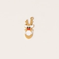 Cartoon reindeer Christmas pendant in gold finish with white and red enamel detailing - Cartoon Reindeer