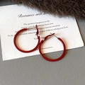 Classic red enamel round hoop earrings made of alloy metal on vintage artistic background - Red Large Circle 29mm (90# Steel Post)