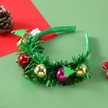 Serre-tête de Noël LED avec guirlande verte, boules colorées et arbres lumineux - Serre-tête LED Boules Colorées