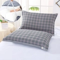 Gray checkered cotton gauze pillow towel with breathable mesh and anti-slip ties - With Straps/1 Piece / Cross Grid Grey