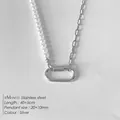 Halskette aus Edelstahl in Silber mit weißen Kunstperlen und ovalem Anhänger, 40+5cm - Kleiner Karabiner Mix Perle Gliederkette (XNL0053-1) / Silber