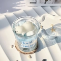 Polar bear and cloud scented jelly candle in glass jar with ocean theme beach decor - Glacier Bear