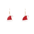 Set gioielli cappello di Natale con smalto rosso e stelle dorate su bianco - Orecchini cappello di Natale A