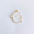 Charm fantôme blanc en émail avec bordure dorée pour la création de bijoux DIY - 2# (Fantôme Blanc)