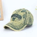 Distressed cotton tie-dye baseball cap with Venezia embroidery and ripped vintage style - Light Yellow