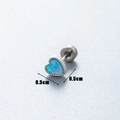 Light blue heart opal stud earring with silver base and 0.5cm size dimension detail - Blue Heart (A083-11#OP06) / Single Piece