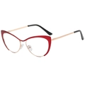 Lunettes œil de chat élégantes avec monture demi-cerclée rouge et or pour femme - Cadre Rouge