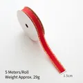 5m red Christmas ribbon with gold fringe edges for gift wrapping and DIY crafts - Glitter Gold Red Ribbon / 1.5cm Wide-5m/Roll