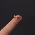 Mini orecchino a farfalla dorata per cartilagine con zirconi e chiusura a sfera a vite - Stile Farfalla Zircone Oro (354-13#G)