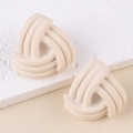 Matte beige geometric triangular knot earrings with a minimalist twisted texture - Meter