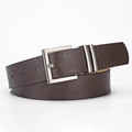 Dark brown leather belt for women featuring a silver square buckle and double-loop design - 106cm / Coffee