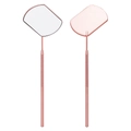 Rose gold heart-shaped eyelash extension inspection mirror with knurled handle grip - Square / Rose Gold