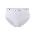 High-waist white cotton panties with ribbed texture and heart pattern fashion waistband - S(30) / White