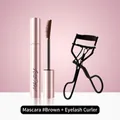 Waterproof brown mascara with fine brush head and black metal eyelash curler set - Mascara + Eyelash Curler Set / 02# Brown