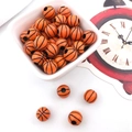 Vibrant orange basketball acrylic spacer beads for DIY sports jewelry crafts - 50Pcs Basketball 10x10mm