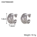 Silver multi-loop coiled stainless steel earrings with polished finish and compact design - Silver Multi-layer Coiled Earrings (HE47988AW0)