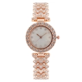 Women's rose gold watch with sparkling rhinestones and elegant mother of pearl dial - Rose Gold