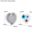 Macro detail of heart-shaped silicone mold with floral resin craft and size specs - D3824-Heart Tag Mold