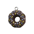 Brown resin donut charm with colorful sprinkles and metal ring for jewelry making - 1Pc (18x21mm) / Grey Donut